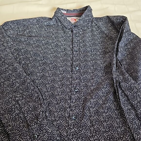 Tailored Recreation Men's Button Down Long Sleeves Cotton Shirt Navy Blue 2XL - Picture 15 of 16